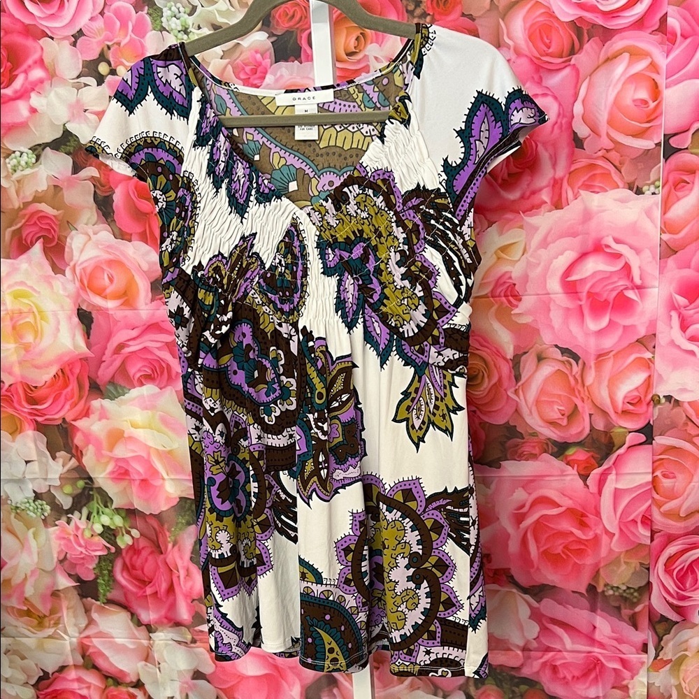 Grace Multicolor Paisley Blouse $8